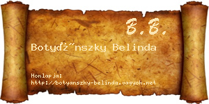 Botyánszky Belinda névjegykártya